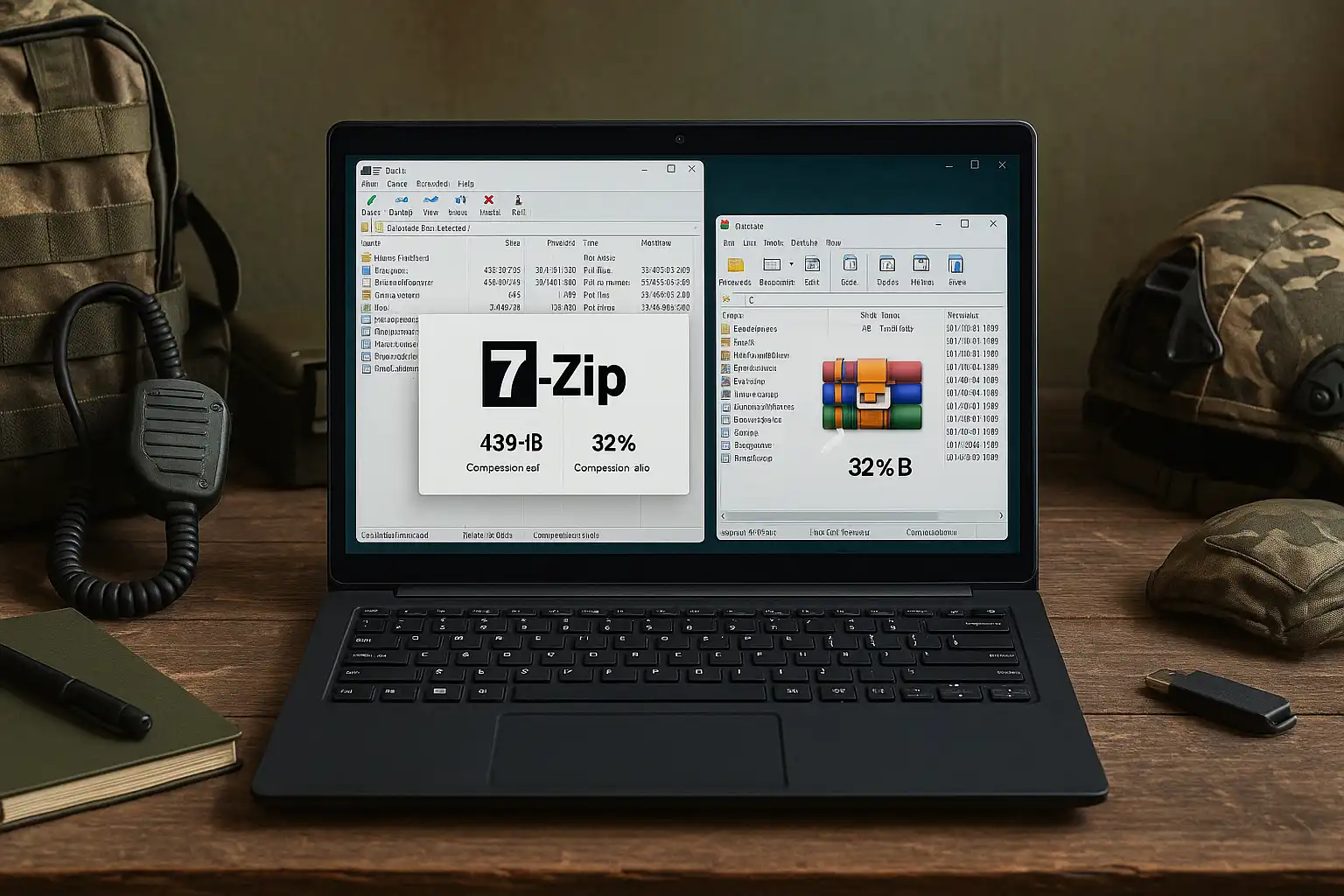 Realistic 7zip Smart Scan results showing 43% compression discovery in everyday workflow