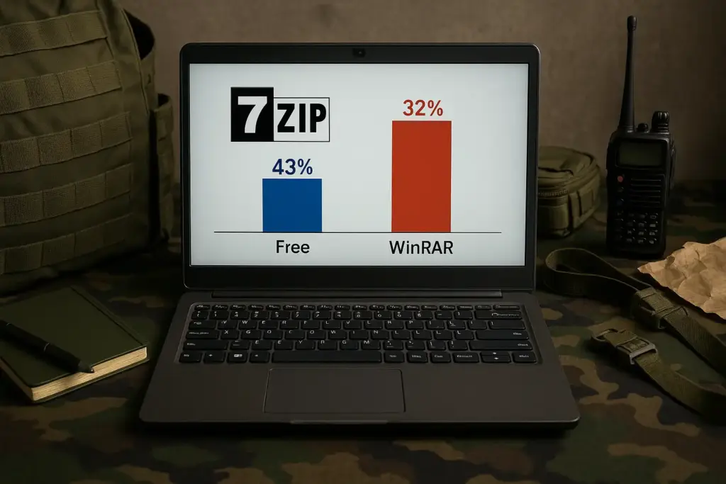 Personal cost-benefit analysis showing 7zip's free advantage over paid compression tools