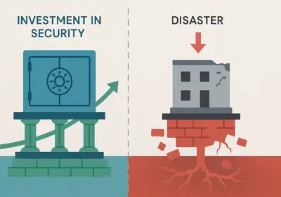 Security investment cost comparison chart showing 1Password pricing vs potential hack losses