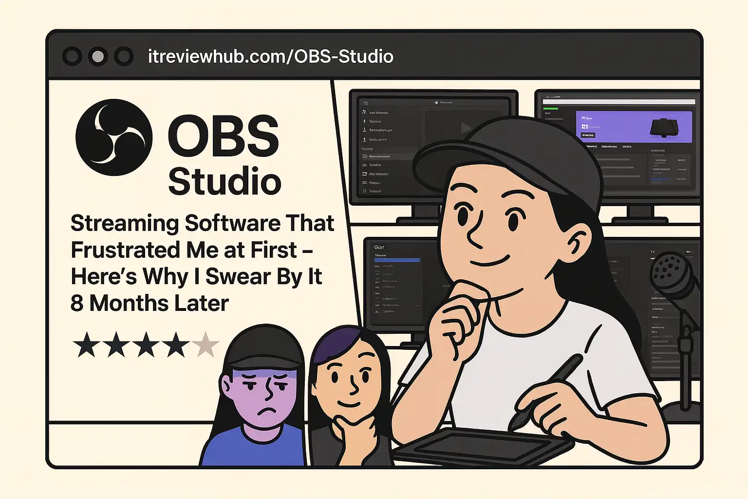 OBS Studio interface showing professional streaming capabilities vs consumer-friendly alternatives, demonstrating why 500K monthly searches reveal the ugly truth about streaming software