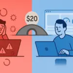 Split-screen illustration showing transformation from frustrated user waiting for slow ChatGPT responses to productive professional with fast, reliable AI assistance