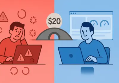Split-screen illustration showing transformation from frustrated user waiting for slow ChatGPT responses to productive professional with fast, reliable AI assistance