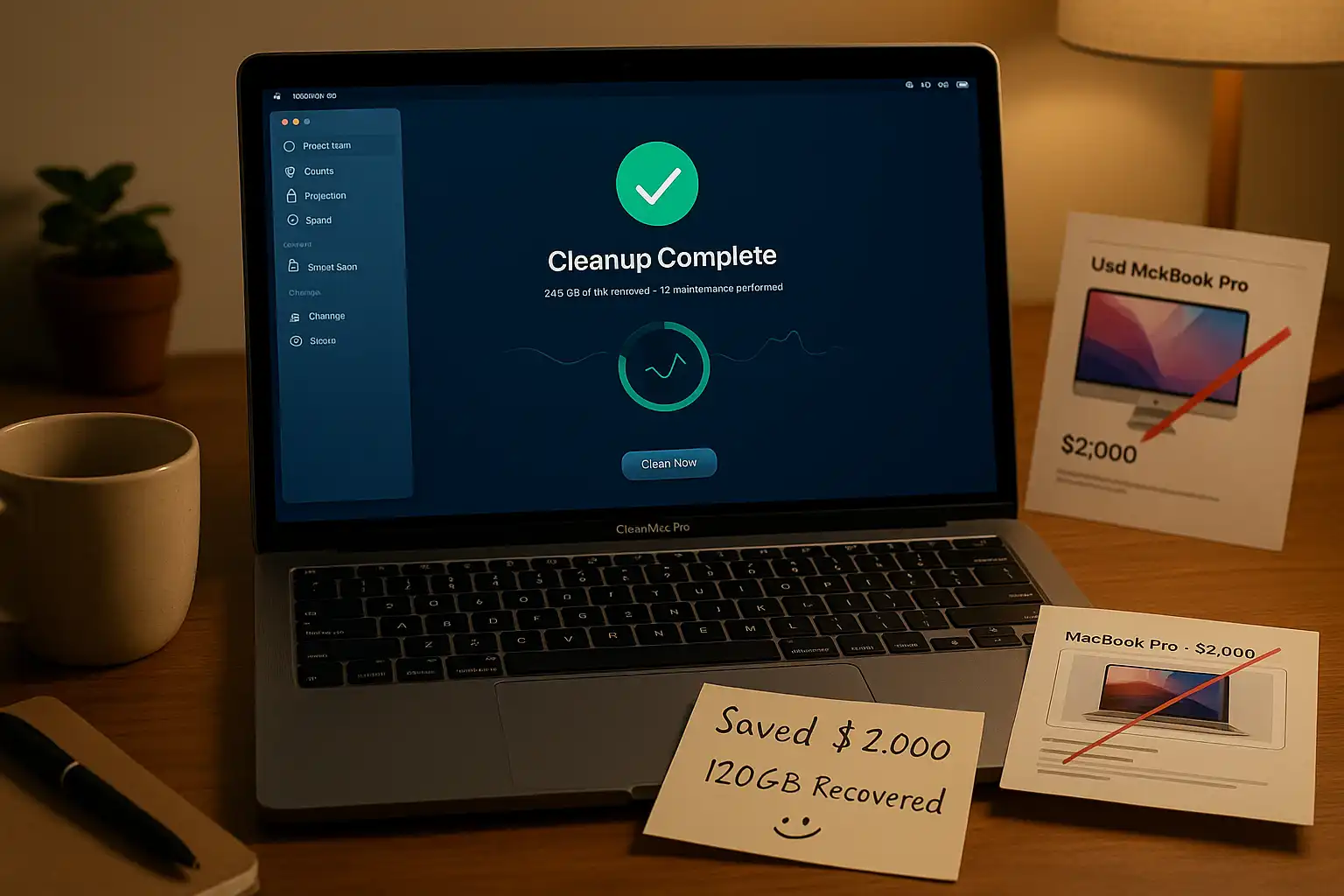 Personal cost-benefit analysis showing CleanMyMac X software cost versus new MacBook purchase decision