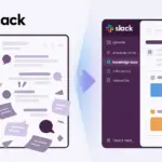 Before and after comparison showing transformation from scattered productivity tools to unified Slack workspace for personal knowledge management