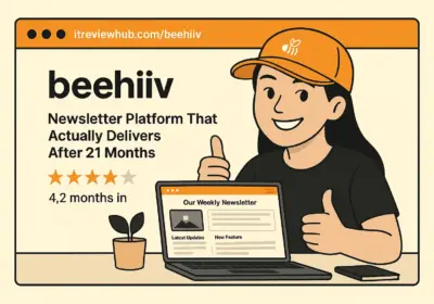 Personal 21-month journey with Beehiiv showing confident satisfaction and newsletter creator success