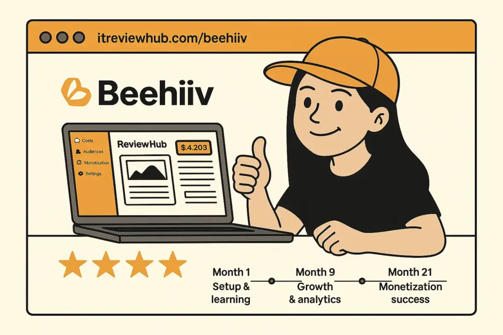 Personal value realization from 21-month Beehiiv journey showing creator success and confident recommendation