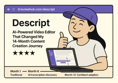 Personal 14-month journey from Adobe Premiere Pro to Descript AI-powered editing workflow showing confident satisfaction