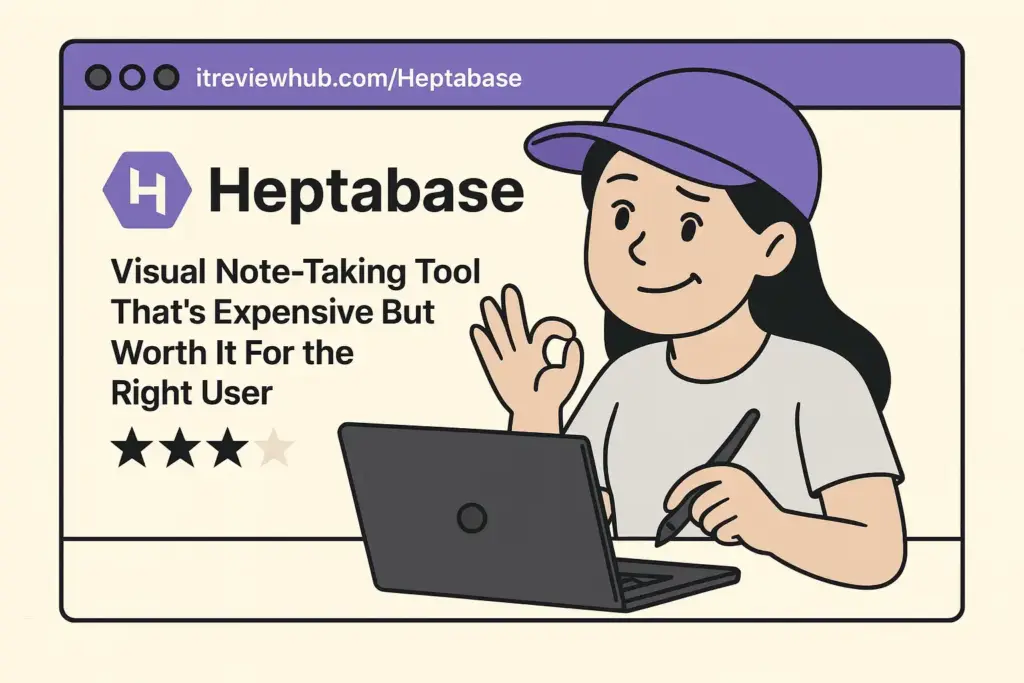 Personal journey showing mixed feelings about Heptabase visual note-taking software - cautious optimism expression reflecting 3.7/5.0 rating