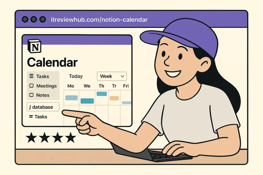 Discovering Notion Calendar database integration features through realistic daily usage scenarios over 5-month evaluation period with authentic workflow context