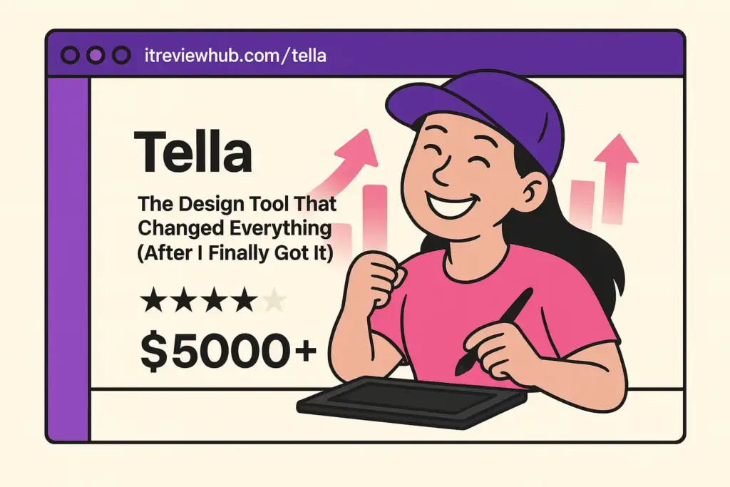 Content creator evaluating Tella's value proposition with obvious satisfaction and success metrics