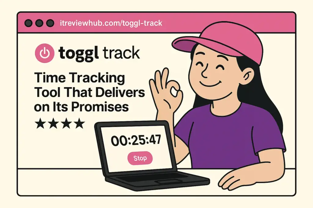 Personal journey from chaotic time tracking to professional Toggl Track workflow showing satisfied user with confident smile