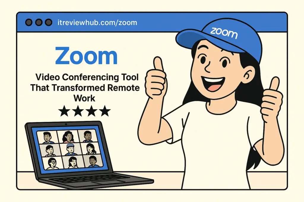 Personal transformation from Zoom skeptic to enthusiastic advocate showing excited enthusiasm expression reflecting 4.8/5.0 rating
